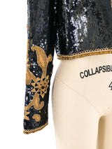 Victor Costa Jeweled Sequin Crop Jacket Jacket arcadeshops.com