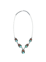 Navajo Coral and Turquoise Pendant Necklace Jewelry arcadeshops.com