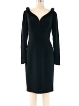 Thierry Mugler Velvet Trimmed Wool Dress Dress arcadeshops.com