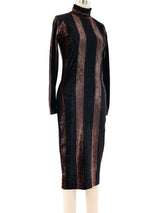 1993 Gianni Versace Striped Midi Velvet Dress Dress arcadeshops.com