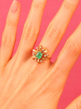 14K Retro Emerald and Diamond Cocktail Ring Fine Jewelry arcadeshops.com