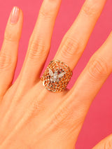 14K Butterfly Accented Open Work Wide Band Fine Jewelry arcadeshops.com