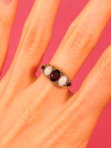 9K Gypsy Set Opal and Garnet Ring Fine Jewelry arcadeshops.com