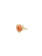 14K Heart Motif Coral and Diamond Ring Fine Jewelry arcadeshops.com