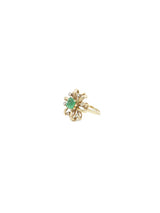 14K Retro Emerald and Diamond Cocktail Ring Fine Jewelry arcadeshops.com