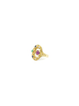 18K Gemstone Set Moon Motif Ring Fine Jewelry arcadeshops.com