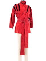 Red Suede Wrap Jacket Jacket arcadeshops.com