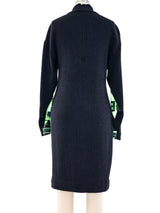 Leonard Paris Green Graphic Knit Sweater Dress Dress arcadeshops.com