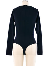 Alaia Black Knit Wool Bodysuit Top arcadeshops.com