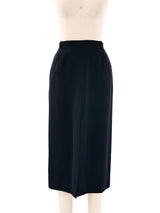 Yves Saint Laurent Black Wool Midi Skirt Bottom arcadeshops.com