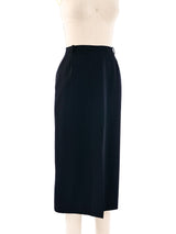 Yves Saint Laurent Black Wool Midi Skirt Bottom arcadeshops.com