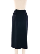 Yves Saint Laurent Black Wool Midi Skirt Bottom arcadeshops.com