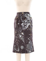 Roberto Cavalli Zodiac Print Denim Skirt Bottom arcadeshops.com
