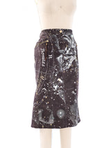 Roberto Cavalli Zodiac Print Denim Skirt Bottom arcadeshops.com