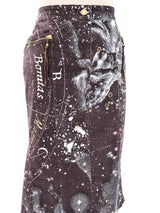Roberto Cavalli Zodiac Print Denim Skirt Bottom arcadeshops.com