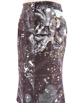 Roberto Cavalli Zodiac Print Denim Skirt Bottom arcadeshops.com