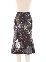 Roberto Cavalli Zodiac Print Denim Skirt Bottom arcadeshops.com