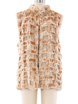 Windowpane Rabbit Fur Vest Top arcadeshops.com