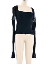 Yves Saint Laurent Black Sheer Sleeve Top Top arcadeshops.com