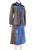 1970's Denim and Tweed Skirt Ensemble Suit arcadeshops.com