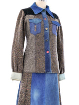 1970's Denim and Tweed Skirt Ensemble Suit arcadeshops.com