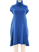 Balenciaga Teal Knit Sweater Dress With Scarf Dress arcadeshops.com