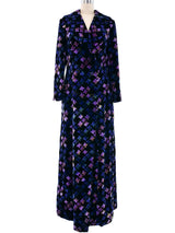 Jean Patou Geometric Printed Velvet Maxi Coat Outerwear arcadeshops.com