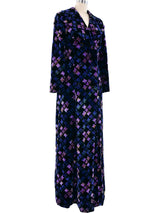 Jean Patou Geometric Printed Velvet Maxi Coat Outerwear arcadeshops.com