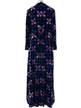 Jean Patou Geometric Printed Velvet Maxi Coat Outerwear arcadeshops.com