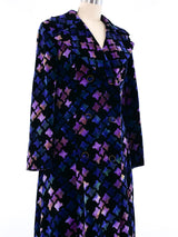 Jean Patou Geometric Printed Velvet Maxi Coat Outerwear arcadeshops.com