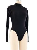 Alaia Black Wool Mock Neck Bodysuit Top arcadeshops.com