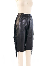 Fringe Trimmed Leather Shorts Bottom arcadeshops.com