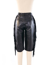 Fringe Trimmed Leather Shorts Bottom arcadeshops.com