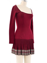 Alaia Cranberry Fit and Flare Ruffle Dress Dress arcadeshops.com