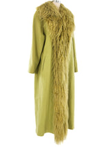 Fur Trimmed Lime Green Overcoat Outerwear arcadeshops.com