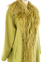 Fur Trimmed Lime Green Overcoat Outerwear arcadeshops.com