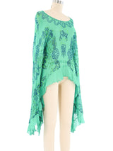 Zandra Rhodes Silk Chiffon Bell Sleeve Blouse Top arcadeshops.com