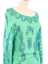 Zandra Rhodes Silk Chiffon Bell Sleeve Blouse Top arcadeshops.com