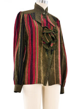 Silk Jacquard Metallic Ruffled Blouse Top arcadeshops.com