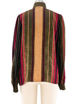 Silk Jacquard Metallic Ruffled Blouse Top arcadeshops.com