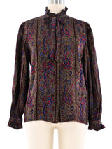 Emanuel Ungaro Metallic Paisley Blouse Top arcadeshops.com