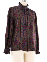 Emanuel Ungaro Metallic Paisley Blouse Top arcadeshops.com