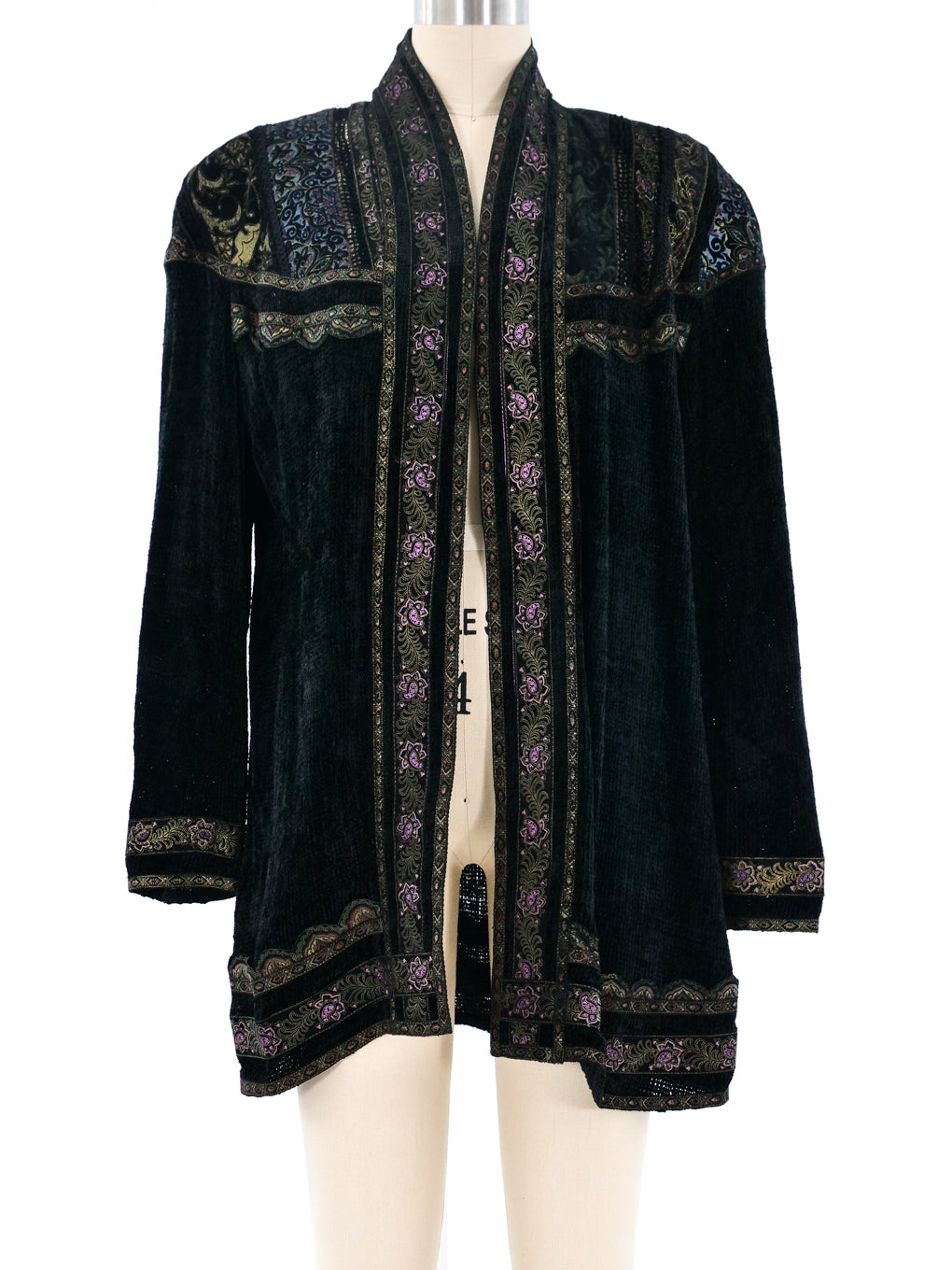 Roberto Cavalli Chenille and Painted Leather Duster