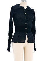 Yoshiki Hishinuma Black Sheer Crinkle Top Top arcadeshops.com