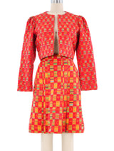 1994 Yves Saint Laurent Woven Patchwork Skirt Ensemble Suit arcadeshops.com