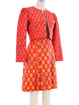 1994 Yves Saint Laurent Woven Patchwork Skirt Ensemble Suit arcadeshops.com