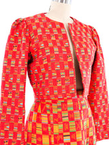 1994 Yves Saint Laurent Woven Patchwork Skirt Ensemble Suit arcadeshops.com