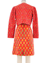 1994 Yves Saint Laurent Woven Patchwork Skirt Ensemble Suit arcadeshops.com
