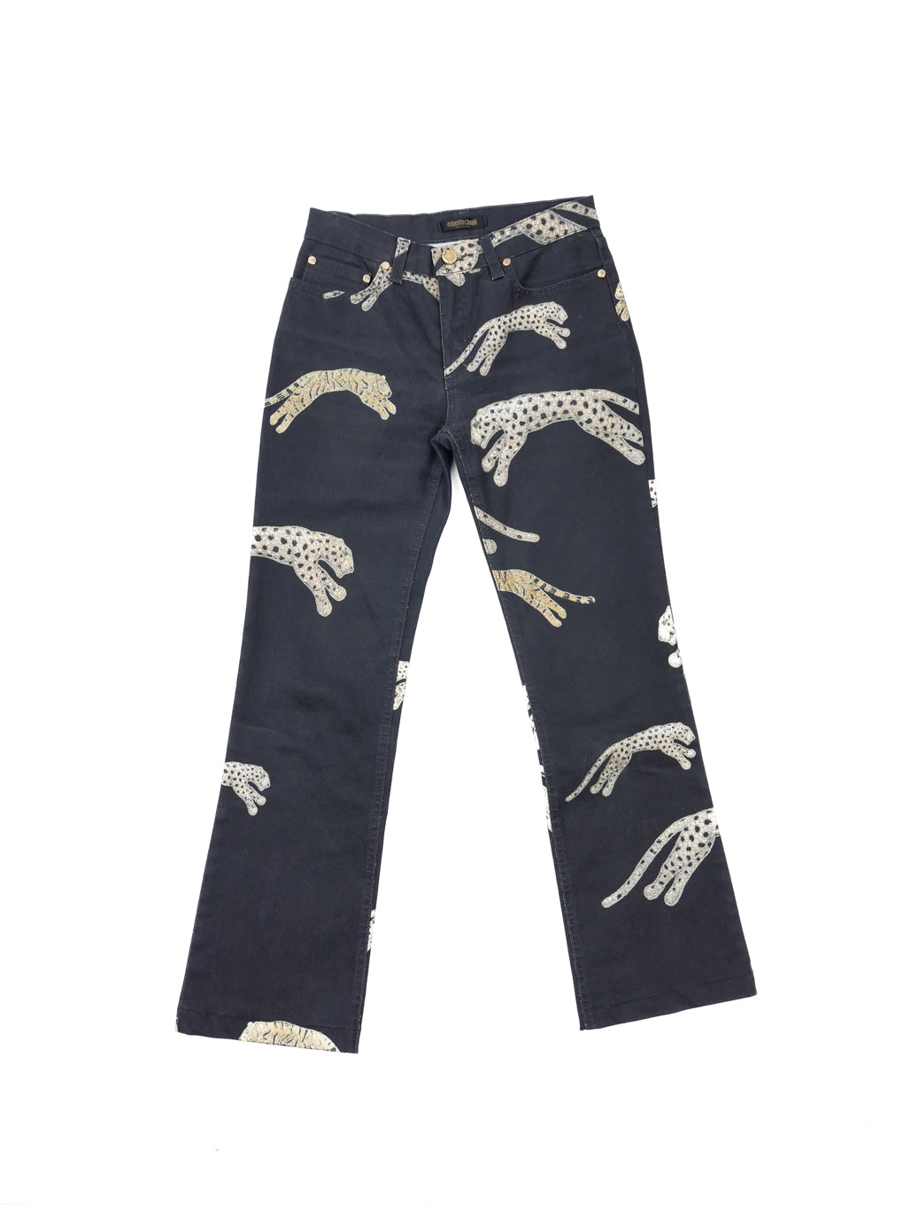 $224 Roberto Cavalli Junior 130 7 Pants Jeans Leopard Skinny Stretch fashion Trousers