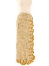 Pearl Beaded Metallic Maxi Skirt Bottom arcadeshops.com